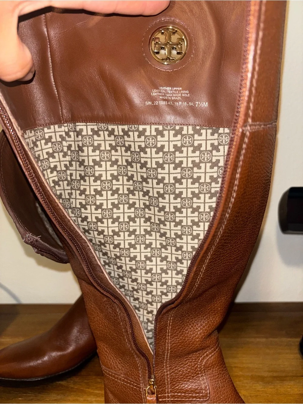 Tory Burch Junction Brown Pebbled Leather Tall Riding Boots Size 7.5 EUC! $498 - Picture 5 of 9